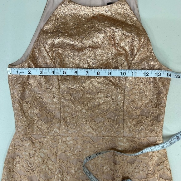Adrianna Papell Foiled Lace Rose Gold Dress Size 2 - Picture 7 of 8